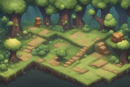 2d platformer forest ground tile set from side view and seperated tiles