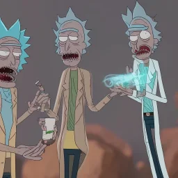 Rick and Morty smoking a joint with Elon Musk