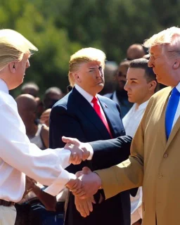 Donald Trump shaking Fidel Castro's hand