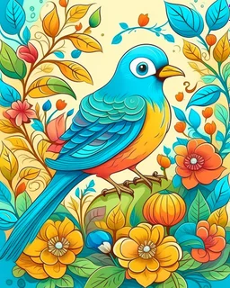 factices cute bird, flowers, adult book cover