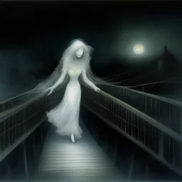 THE GHOST IS STILL DANCING AT NIGHT ON THE OLD COUNTRY BRIDGE. . Leonor Fini. Fiona Staples