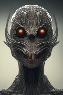 spider alien, head,8 eyes, evil, 8k, finely detailed, photo realistic, HR Giger style