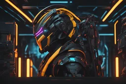 Cyber Machine in 4k realistic artstyle, ninja them, neon details, full body, apocalypse, intricate details, highly detailed, high details, detailed portrait, masterpiece,ultra detailed,best quality
