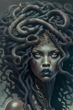 Medusa as a beautiful black woman