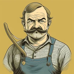 muscular mustached ugly fisherman with apron and mutton chops digital art