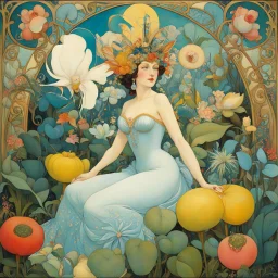 Le Jardin des délices (The Garden of Earthly Delights) Peinture de Mil Mascaras et Alphonse Mucha