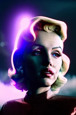 Ultra Realistic retro sci-fi scene, portrait, blonde woman, sweet young Marilyn Monroe face, perfect iris, tight latex coat, Strange planet background, Retro sci-fi style helmet, fog, rain, soft color, highly detailed, unreal engine 5, ray tracing, RTX, lumen lighting, ultra detail, volumetric lighting, 3d, finely drawn, high definition, high resolution.