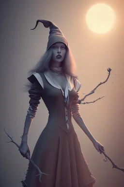 witch with broken leg in hospital, realism, depth of field, professional photo,all colors and grey