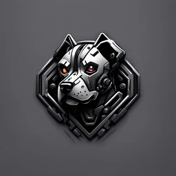 a blank background a dark themed logo that looks like the cyborg dog