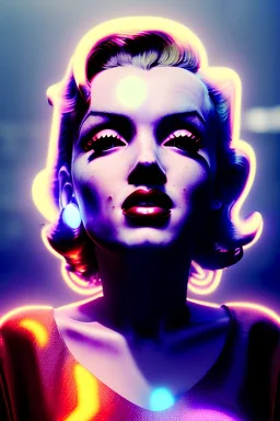 Ultra Realistic retro sci-fi scene, portrait, blonde woman, sweet young Marilyn Monroe face, perfect iris, glow eyes, makeup. Alien background, Retro sci-fi style helmet, tight latex coat, fog, rain, soft color, highly detailed, unreal engine 5, ray tracing, RTX, lumen lighting, ultra detail, volumetric lighting, 3d, finely drawn, high definition, high resolution.