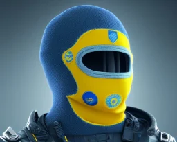 Blue and yellow balaclava on mockup, 3d rendering, ultra graphics, white background,RTX, TXXA, SSAO, High quality,hyperrealistic, Super detailed, HDR,4k