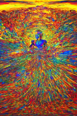 The day out of time; surrealistic optical art; vivid palette