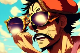 luffy with sunglasses and mustaches