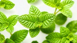 Mint leaf close up on isolated white background