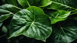 Close up of a fig tree leaf, high details,dark place