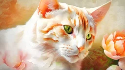 Please generate a charming cat image on canvas, incorporating the style of the provided input image. Preserve the unique features of the original picture while enhancing the liveliness and appeal of the cat image.