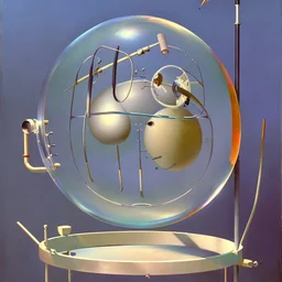 Soap Bubble including unverse-like complex surgical instruments mixed with musical instruments,Painting By Adrian Ghenie, Rene Magritte, Salvador Dali, Lucian Freud