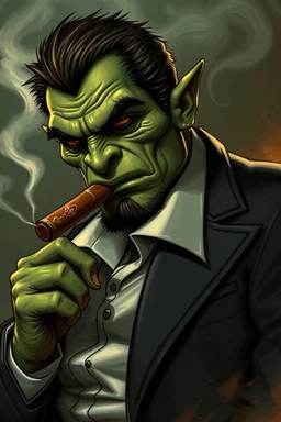 orcish mafia boss with a cigar