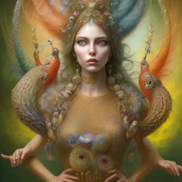 an annual festival dedicated to the goddess of the peacocks, 8k, high-quality, ultra-fine detail, Brian Froud, Howard Lyon, Anna Dittman, Anne Stokes, Selina French, Greg Rutowski