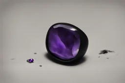 небольшое чёрное кольцо с лиловым камнем на нем выпало на пол.