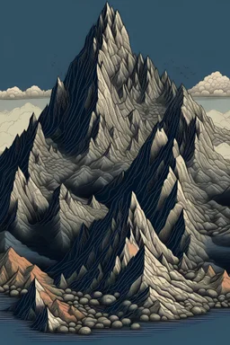 complex multi peaks mountain Alexander von Humboldt style