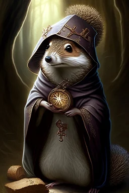 squirrel hedgehog mix being a cleric of death hood with