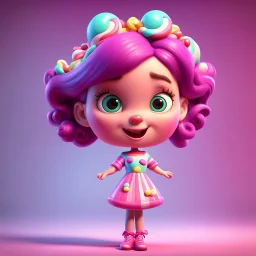 candy girl, stylized 3d. pixar, cartoon