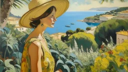 cote d'azur woman looking at nature painting neoclassism 60