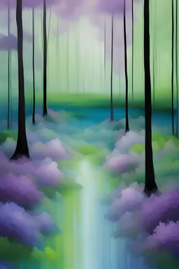 Blue, light purple, and green landscape abstract picture