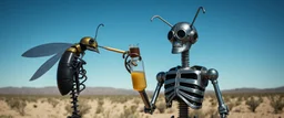 beetle juice and a Sasha Baron Coen robot