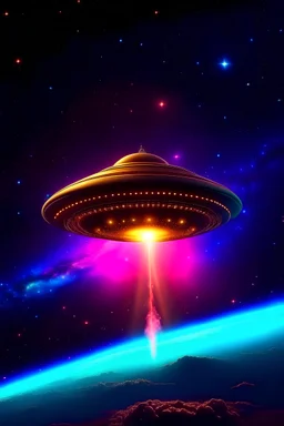 Galactic ufo, happy new year, see the earth with fireworks from the galaxy