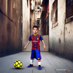 Lionel Messi playing soccer with kids in the back streets of Buenos Aires