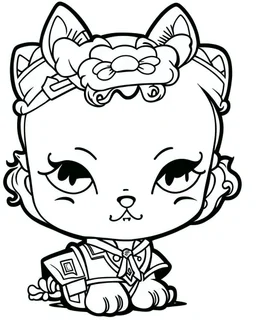 outline art for real Hello Kitty coloring page, Japanese manga style, cartoon style, cute face, white background sketch style, full body is a must, only use outline, clean line art, no shadow, bold outline