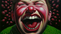A hyper-realistic oil painting depicting Manhattoes rise up like the smile of a Nazi through a periscope, with intricate brush strokes and vivid colors