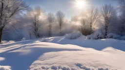Snowy snow in the winter sun