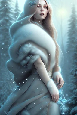 Wintertime Wonderland a Beautiful Hyperrealistic Digital Graphic in the Style of Charlie Bowater Julia Fox Monica Lee and Camilla D'Errico