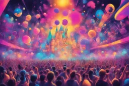 nostalgic Blast from the Past rave party cheerfull disney abstract