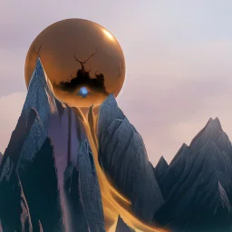 the broken sun melts down the mountain