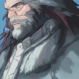 dnd, dwarf, priest, heavy armour, portrait, only face, close up, grey beard, long hair, artistic, colourful, frowning