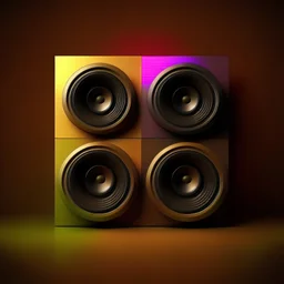Create small colour music speakers and brown background