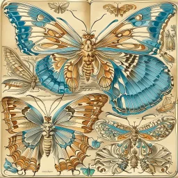 Ernst Haeckel inspired natural history atlas plate, newly discovered butterfly species, wings entirely formed from translucent skeletonized leaves with authentic botanical venation replacing butterfly wing membranes, perfectly symmetrical morphology, scientifically documented specimen, nineteenth century scientific engraving, ultra fine ink linework, delicate cross hatching, restrained watercolor on aged ivory paper--ar 4:5 --raw --v 7 --stylize 170 --profile unnntwo --profile o5l6gpf --profile