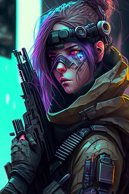 Female cyberpunk sniper