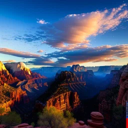 Zion National Park, Utah,aerial view,cloudy,extremely detailed digital painting, high resolution,8k, realistic, beautiful, volumetric lighting, mystical colors ,perfectly centered image, perfect composition, rim light, beautiful lighting,masterpiece, stunning scene, raytracing, anatomically correct, in the style Van Gogh and robert e howard and Ken Kelley and Ohrai Noriyoshi and Simon Bisley and tomzj1.