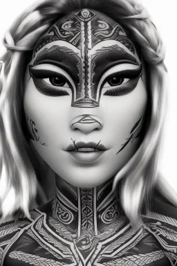  Portrait female Maori Chief iron maiden Maori tribal tattoos, bow with arrows, full detail, 4k, style of Cosmopolitan