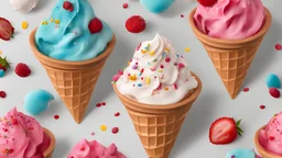 Colorful Ice Cream Cone with Sprinkles and splash