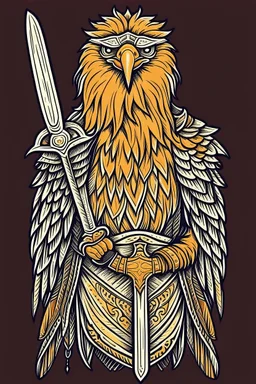 Eagle wearing crown and holding sword with Amberian Security Consulting under neat