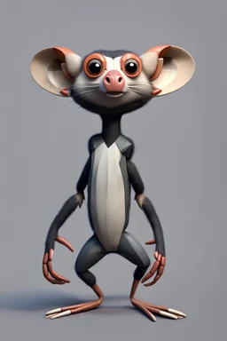 hipoly Mud Crab Monkey Opossum T-pose just the character and simple background