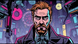Futuristic, cyberpunk, Friedrich Nietzsche,Comic style