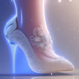 cinderellas high heel crystal glass shoes ,magical, snow, sharp, intricate ornate, elegant, highly detailed, transparent, artstation, concept art, smooth, sharp focus, illustration, 8k,epic fantasy, iridescent accents