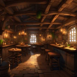 A cozy fantasy tavern